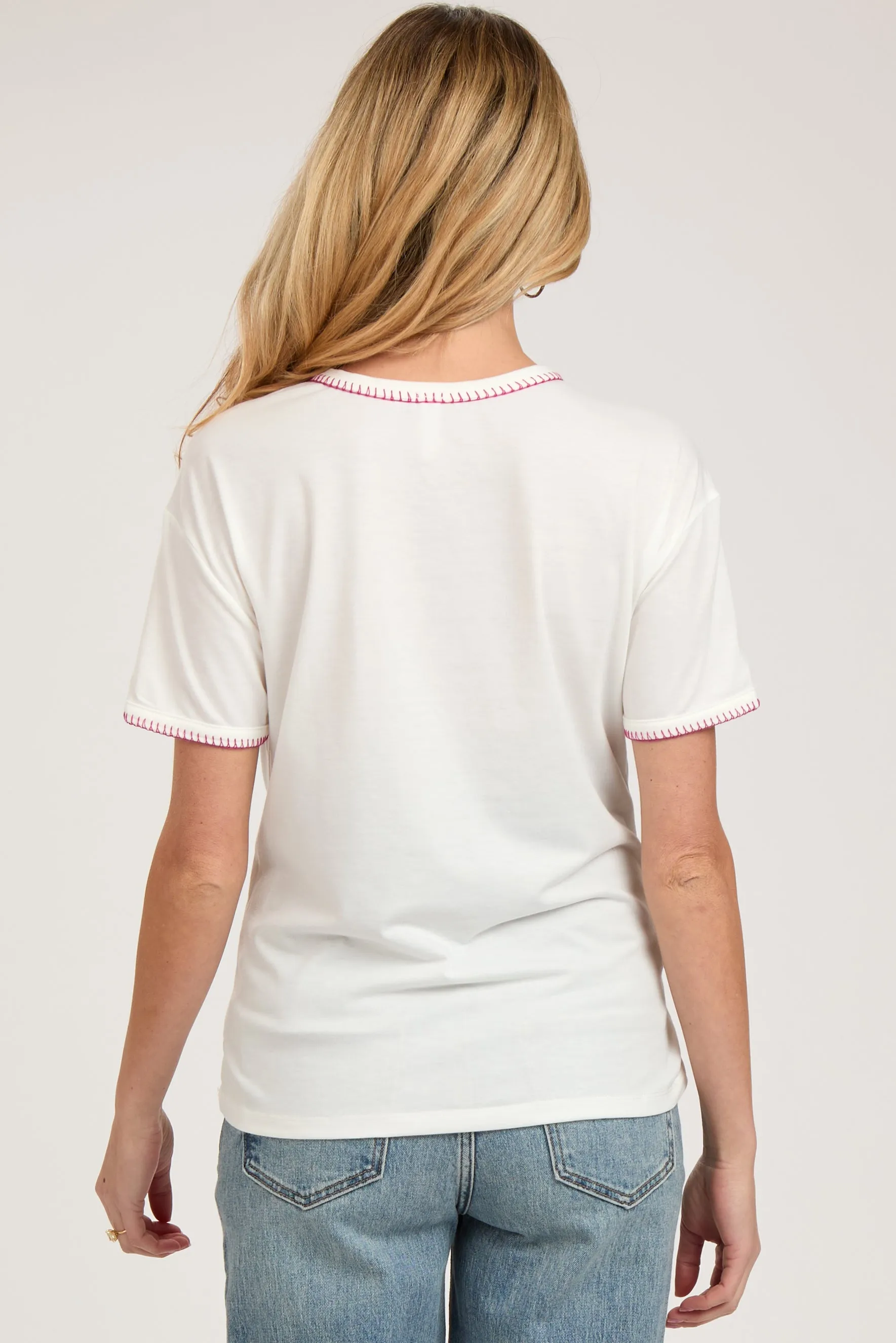 Ivory Embroidered Stitch Short Sleeve Maternity Top sold by Pinkblush product image thumbnail 4