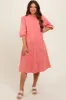 Coral Button Front Maternity Dress sold by Pinkblush