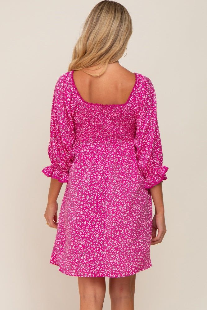 Magenta Floral 3/4 Sleeve Maternity Dress sold by Pinkblush product image thumbnail 4