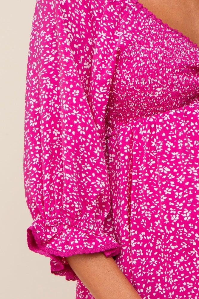Magenta Floral 3/4 Sleeve Maternity Dress sold by Pinkblush product image thumbnail 5