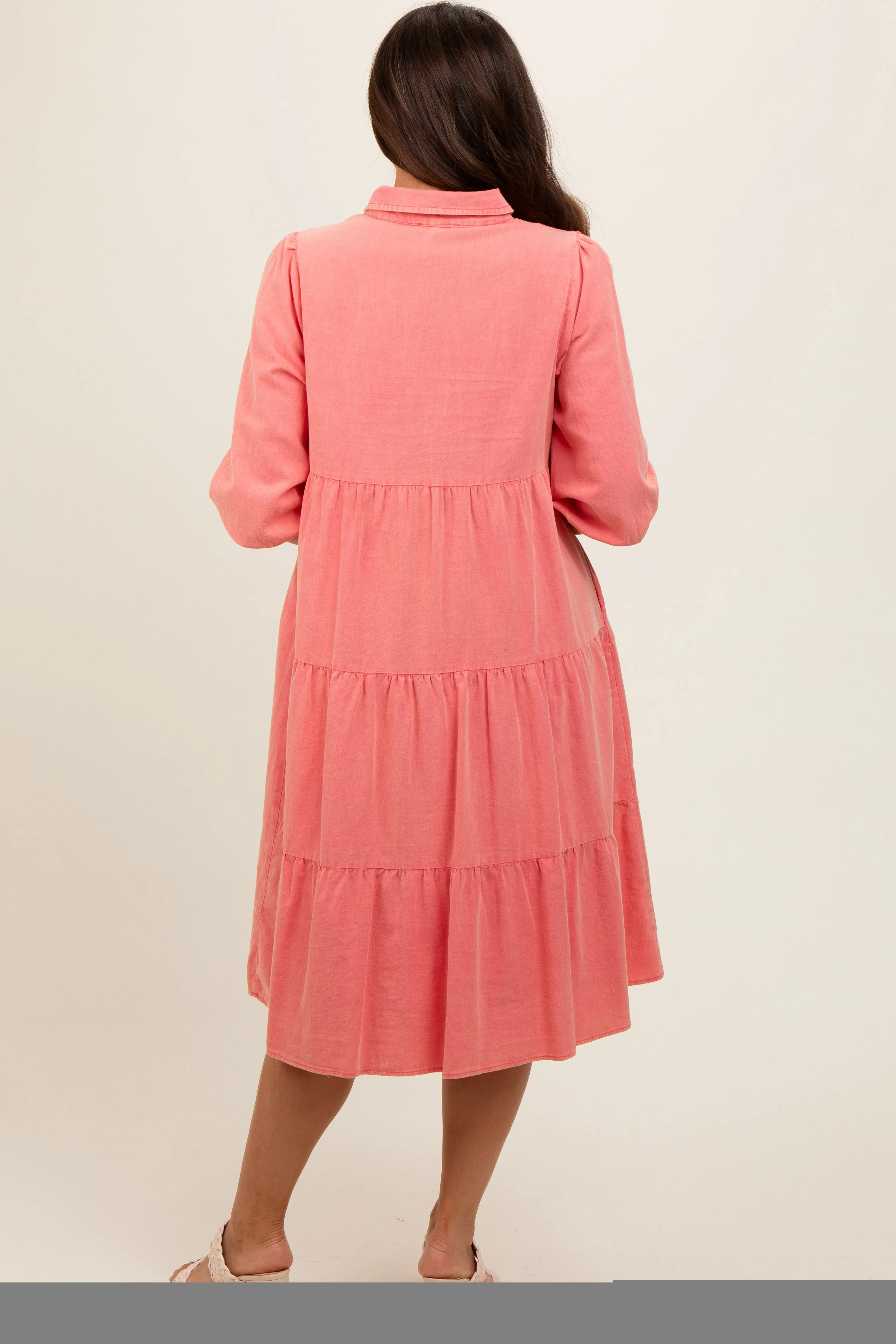 Coral Button Front Maternity Dress sold by Pinkblush product image thumbnail 4