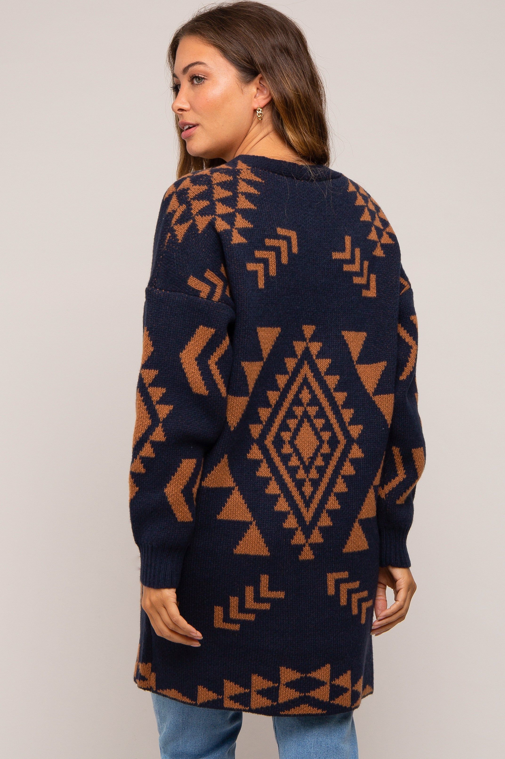 Navy Blue Print Maternity Cardigan sold by Pinkblush product image thumbnail 4