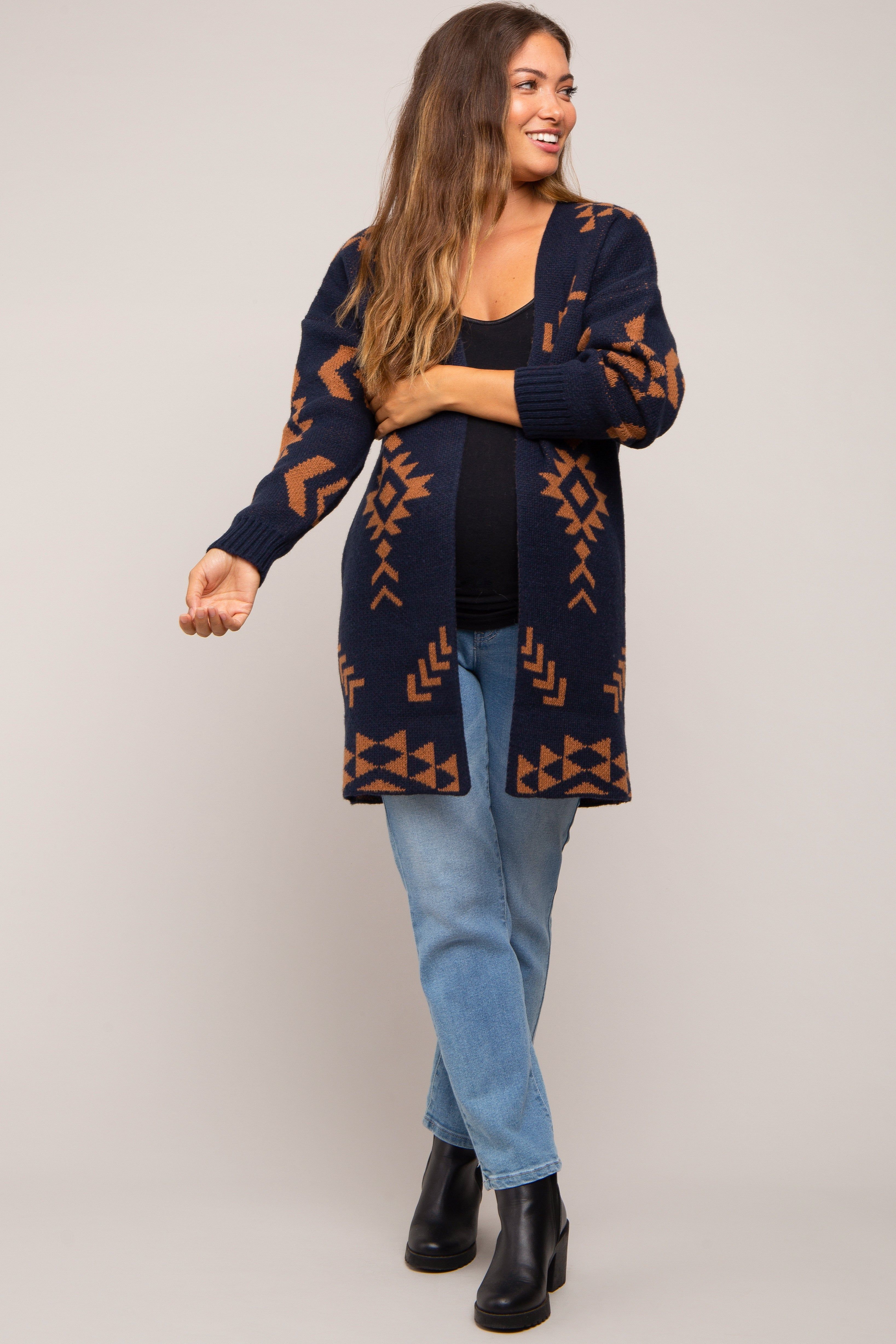 Navy Blue Print Maternity Cardigan sold by Pinkblush product image thumbnail 5