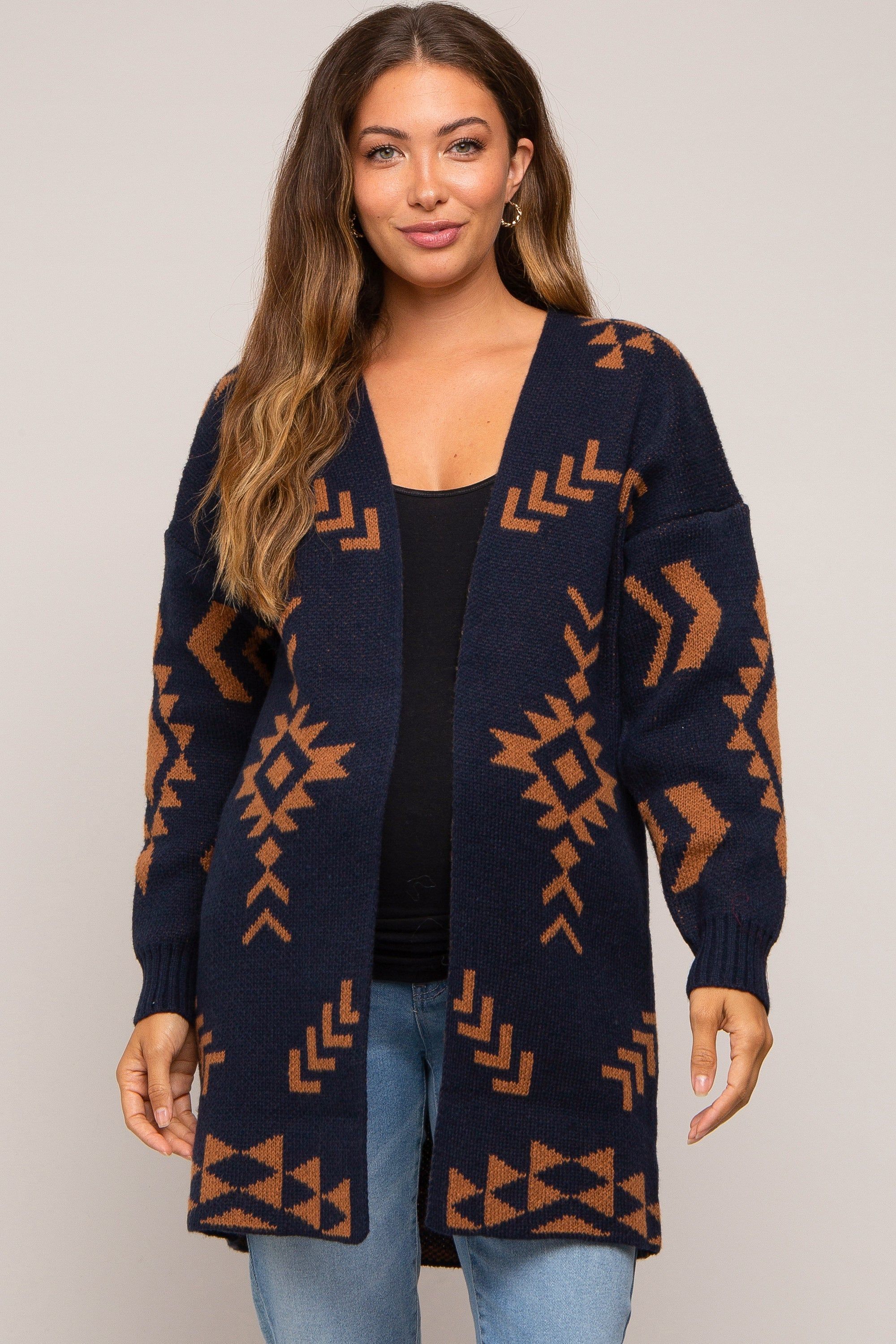 Navy Blue Print Maternity Cardigan sold by Pinkblush product image thumbnail 2