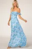 Blue Floral Flutter Sleeve Maxi Dress sold by Pinkblush