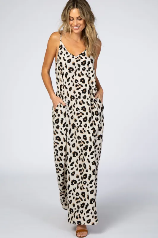 Ivory Animal Print Maxi Dress sold by Pinkblush