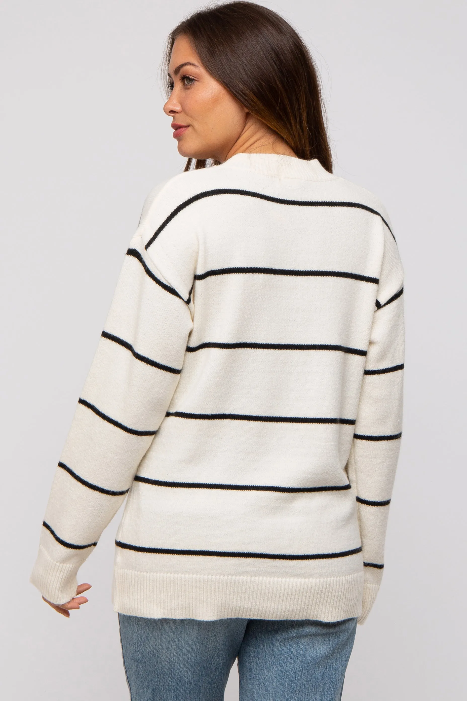 Ivory Striped Mock Neck Maternity Sweater sold by Pinkblush product image thumbnail 3