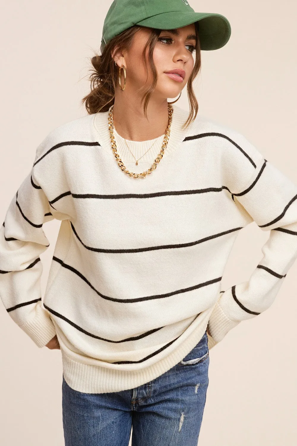 Ivory Striped Mock Neck Maternity Sweater sold by Pinkblush product image thumbnail 4