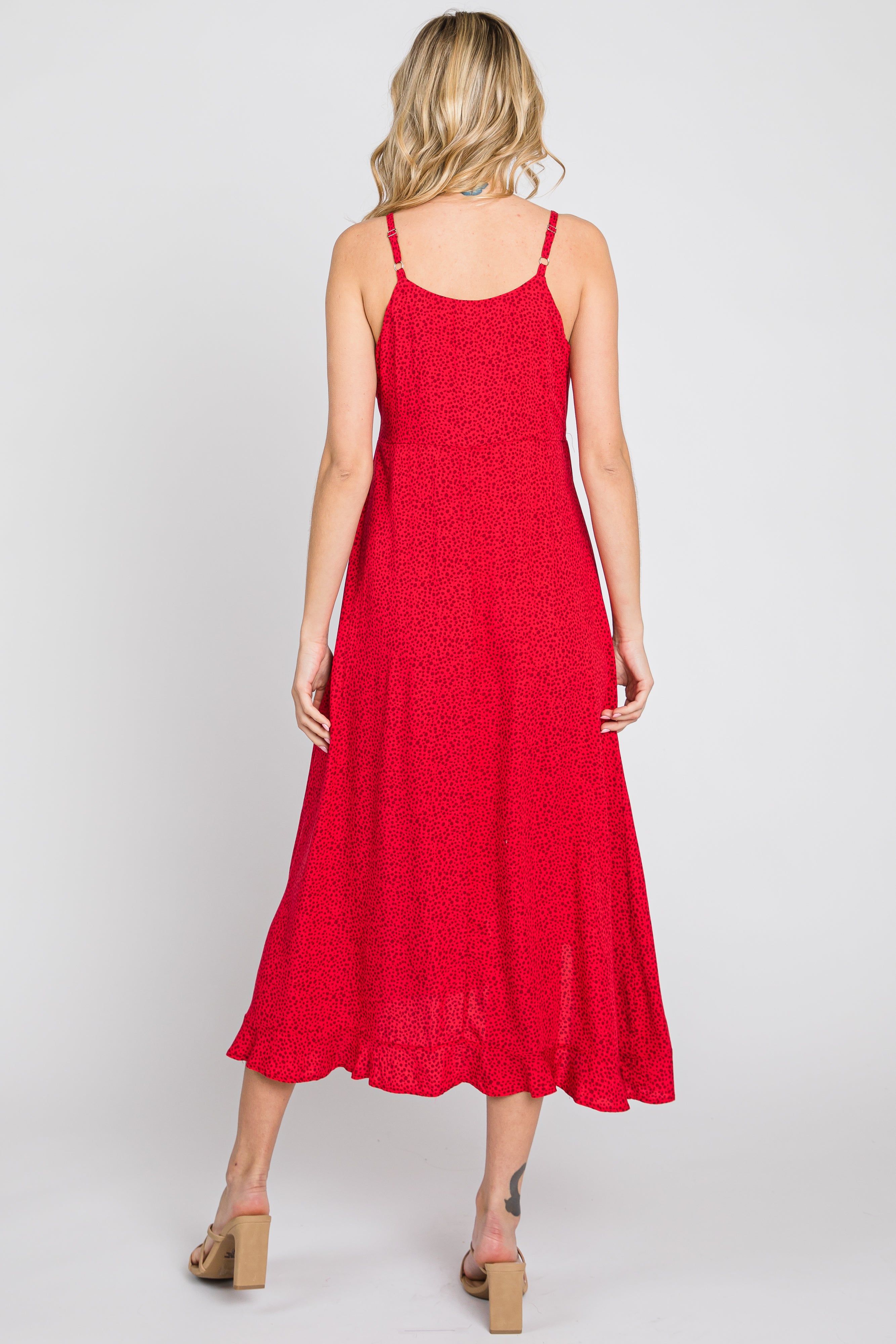 Red Animal Print Wrap Midi Dress sold by Pinkblush product image thumbnail 5