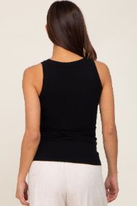 Black Ribbed Basic Maternity Tank Top sold by Pinkblush