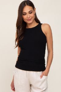 Black Ribbed Basic Maternity Tank Top sold by Pinkblush