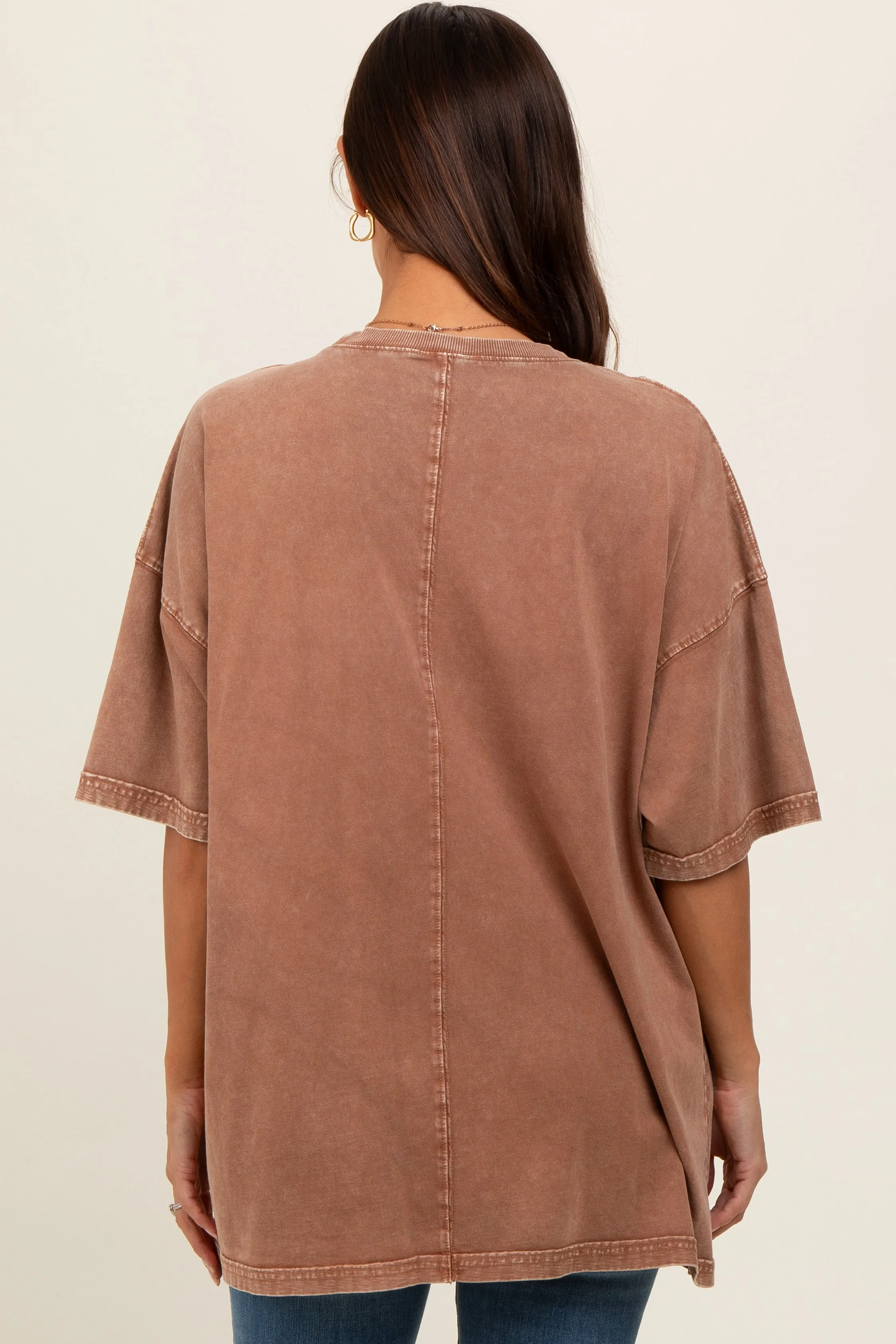 Mocha Faded Wash Maternity Short Sleeve Top sold by Pinkblush product image thumbnail 3