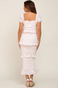 Light Pink Floral Square Neck Smocked Maternity Maxi Dress sold by Pinkblush