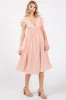 Peach Floral V-Neck Short Sleeve Dress sold by Pinkblush