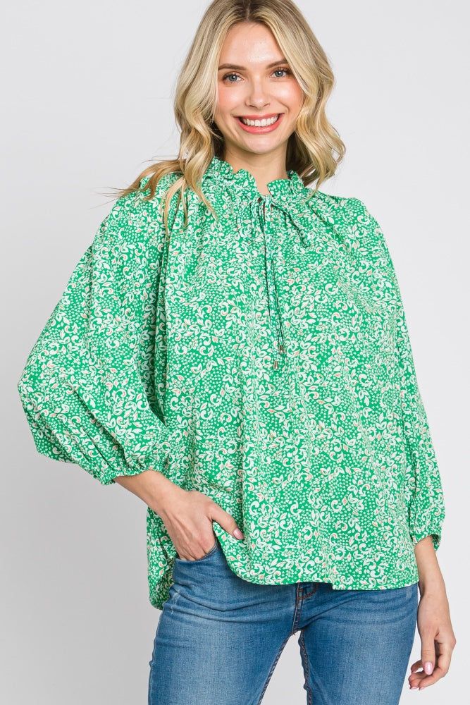 Green Floral Ruffle Neck Maternity Blouse sold by Pinkblush product image thumbnail 5