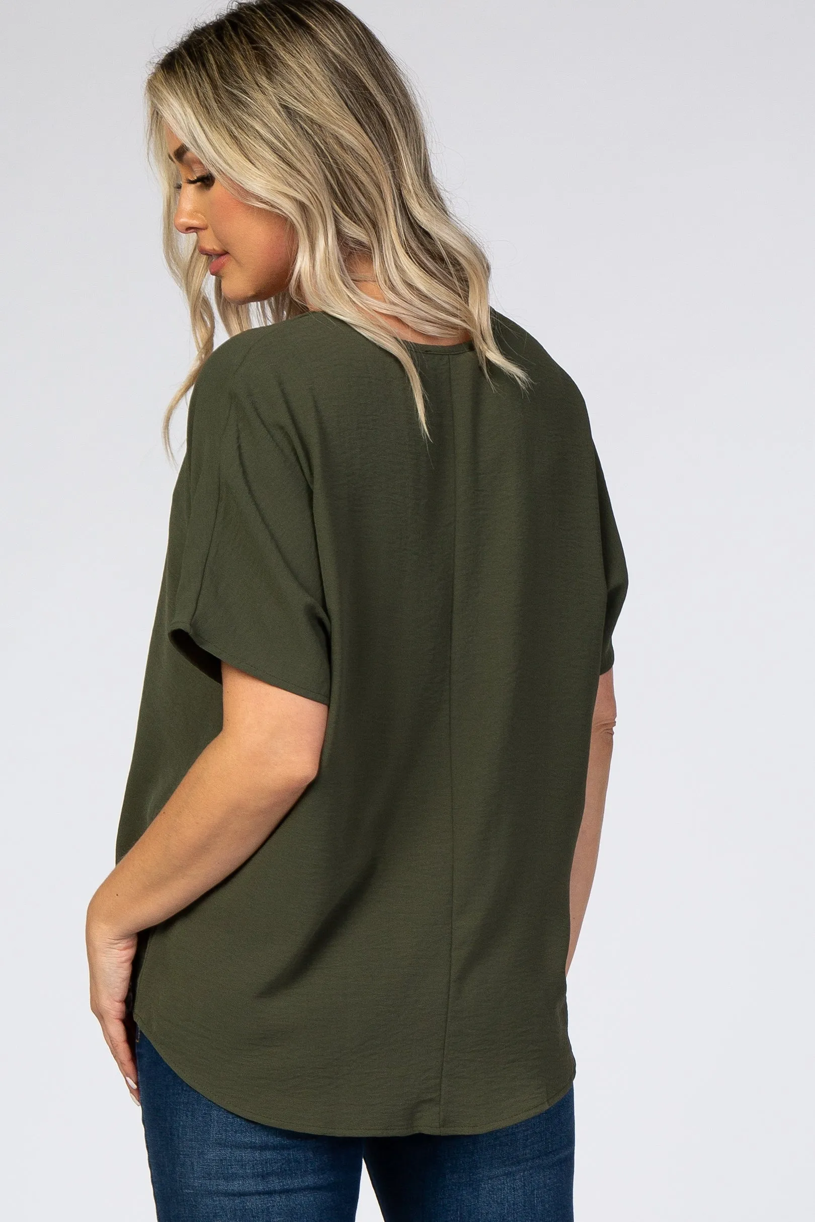 Olive Short Sleeve Maternity Blouse sold by Pinkblush product image thumbnail 3