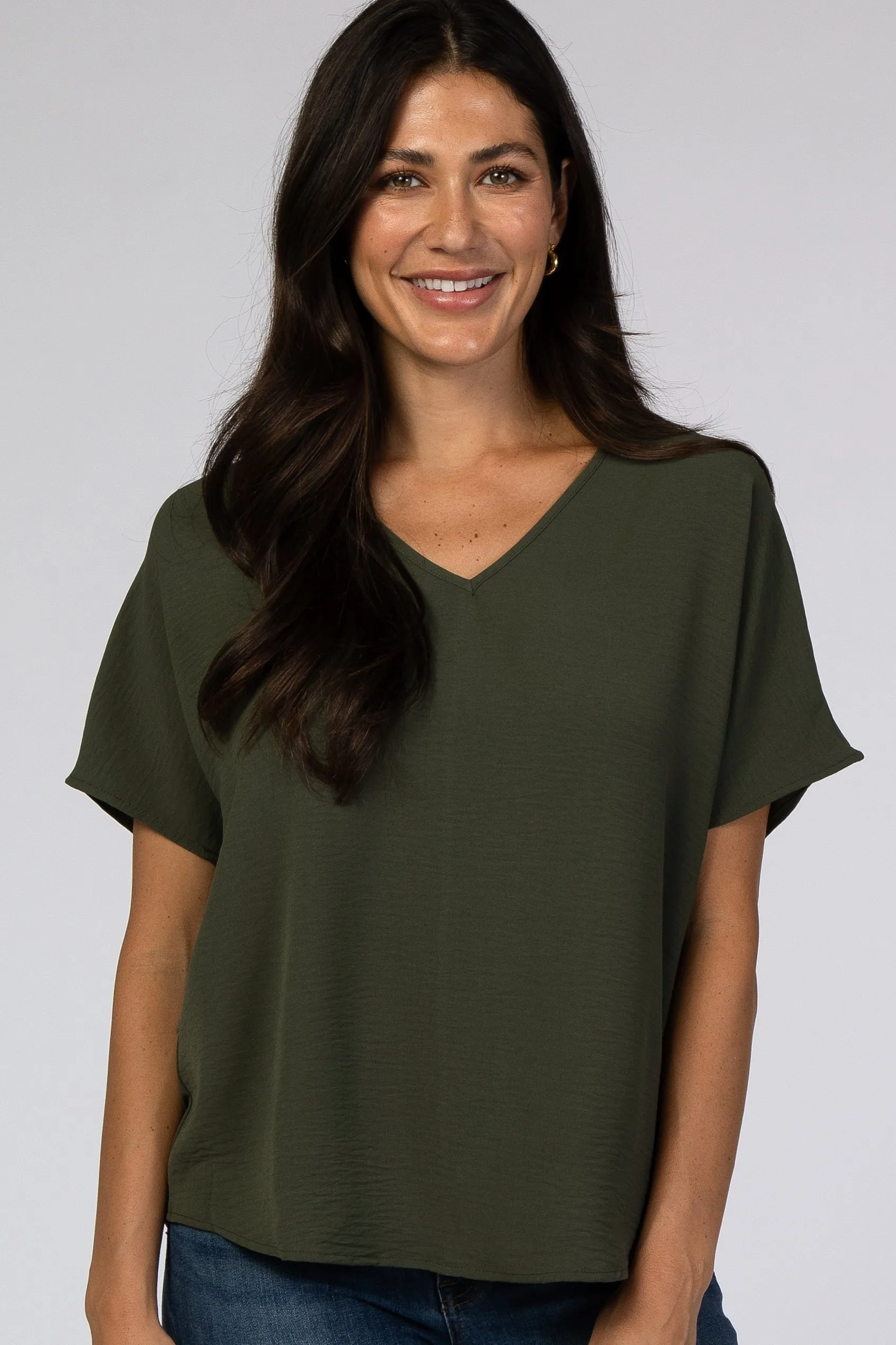 Olive Short Sleeve Maternity Blouse sold by Pinkblush product image thumbnail 5