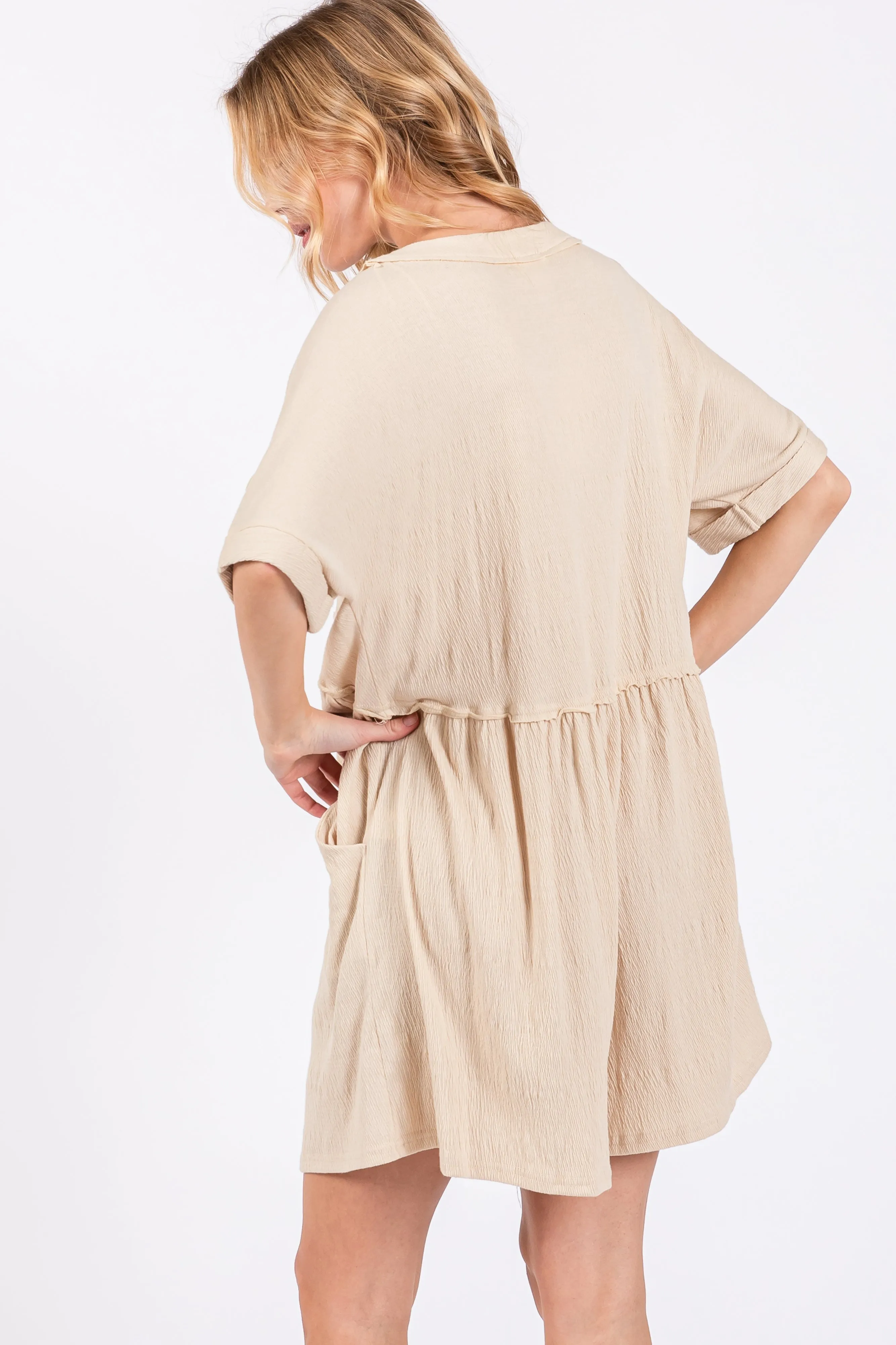 Beige Button Down Romper sold by Pinkblush product image thumbnail 3
