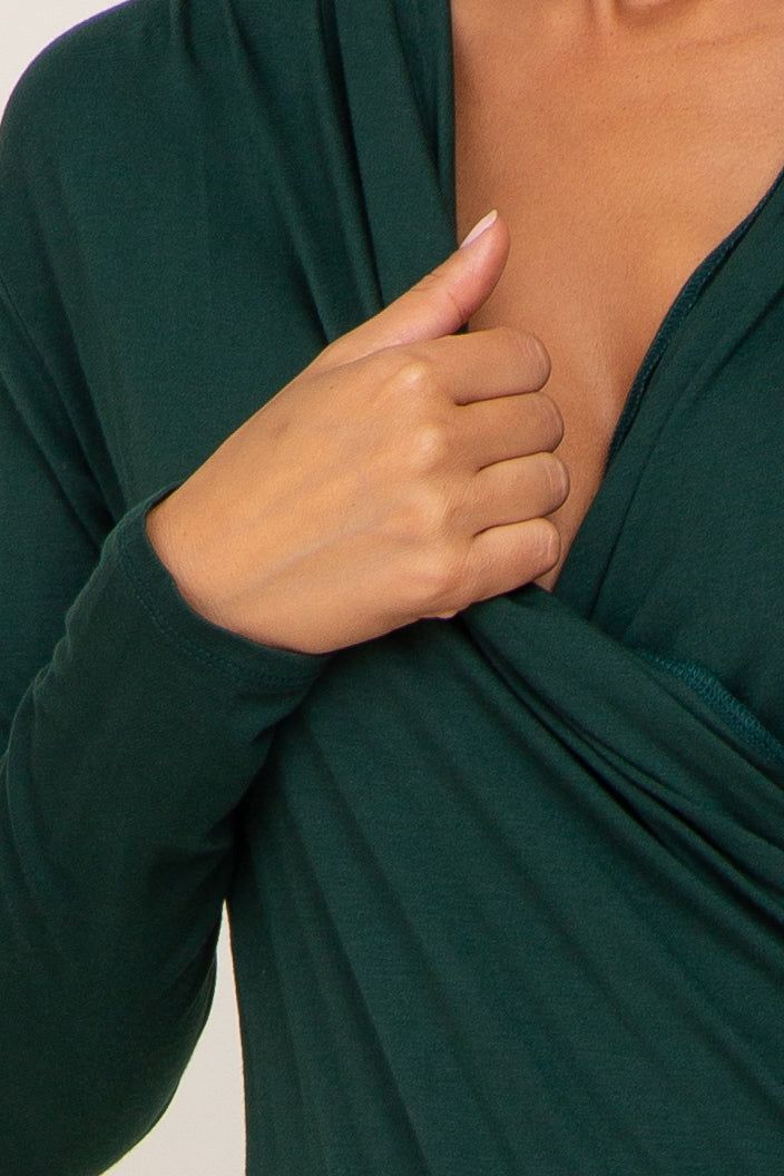 Green Long Sleeve Wrap Nursing Top sold by Pinkblush product image thumbnail 4