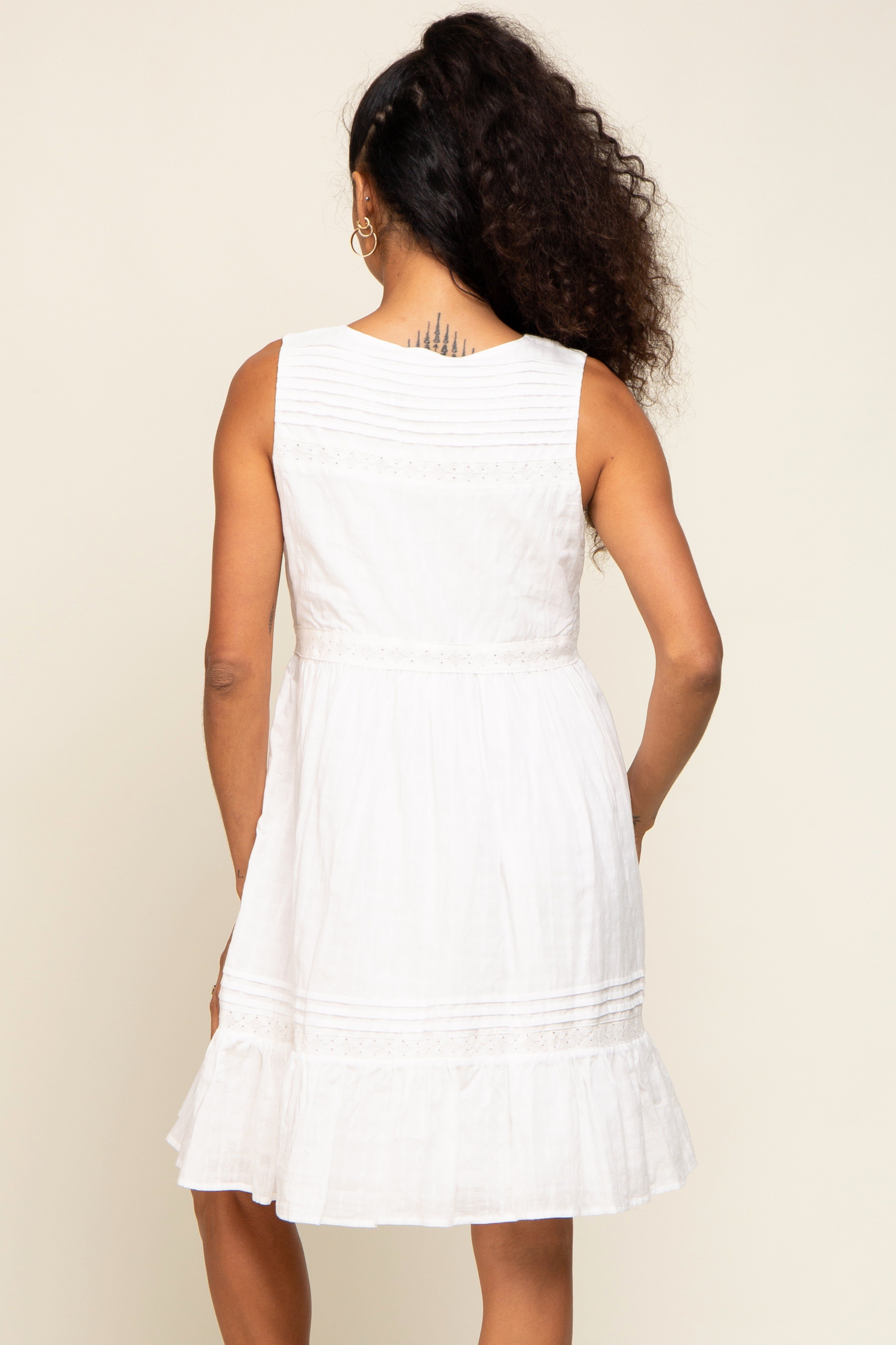 White Button Front Crochet Accent Dress sold by Pinkblush product image thumbnail 3