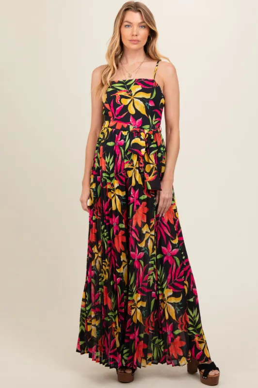Black Floral Wide Leg Maternity Jumpsuit sold by Pinkblush