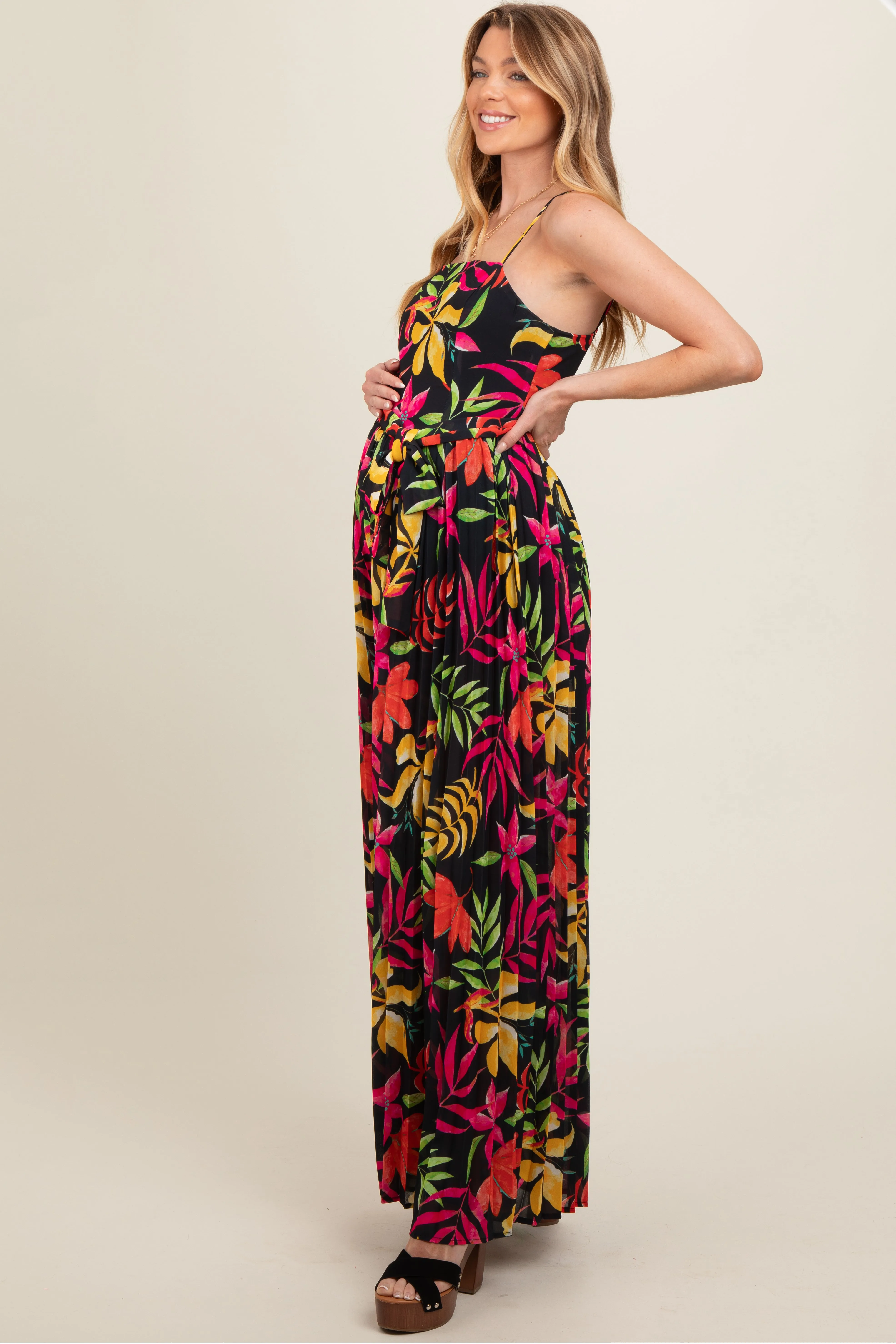 Black Floral Wide Leg Maternity Jumpsuit sold by Pinkblush product image thumbnail 4