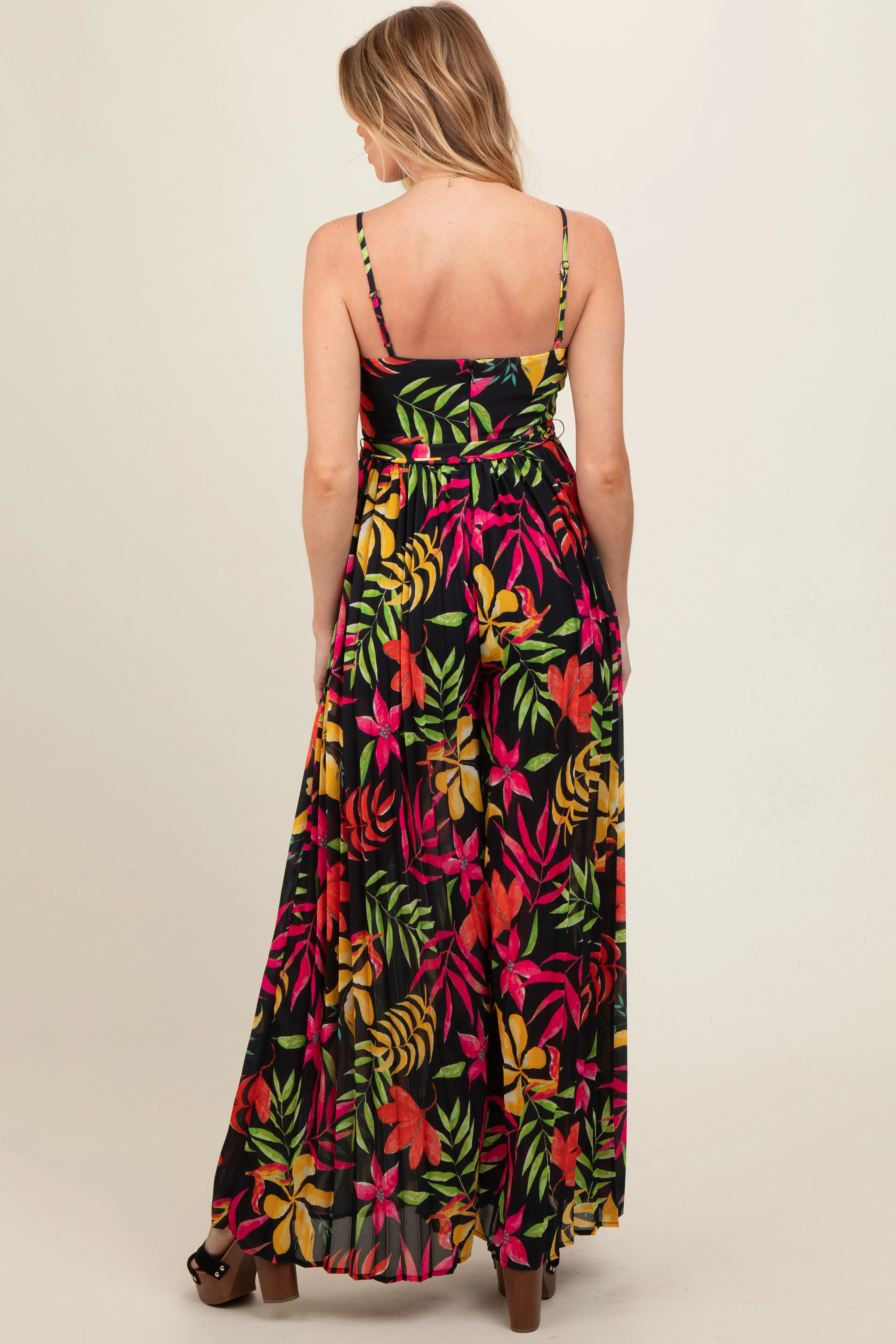 Black Floral Wide Leg Maternity Jumpsuit sold by Pinkblush product image thumbnail 5