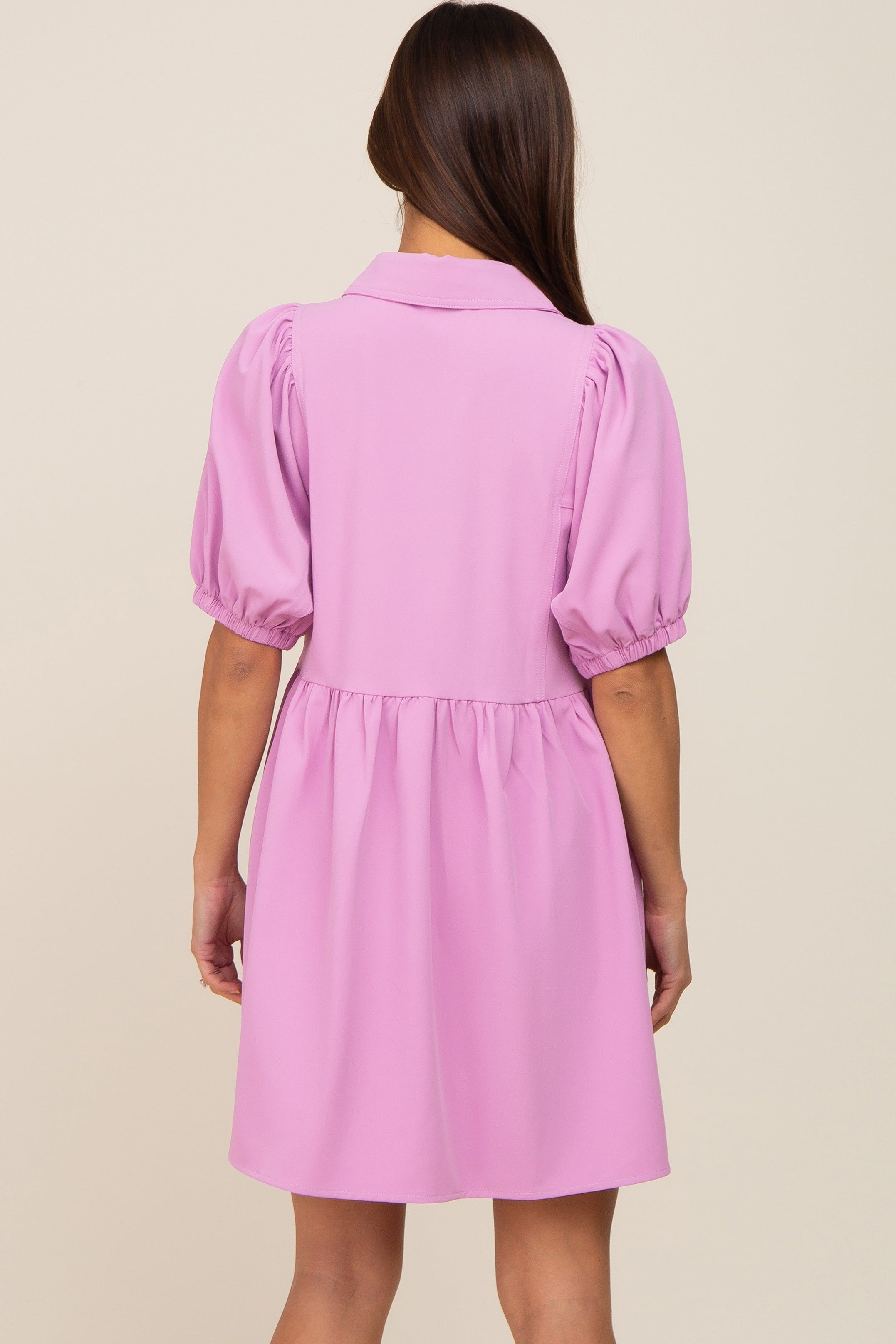 Lavender Button Down Maternity Mini Dress sold by Pinkblush product image thumbnail 4