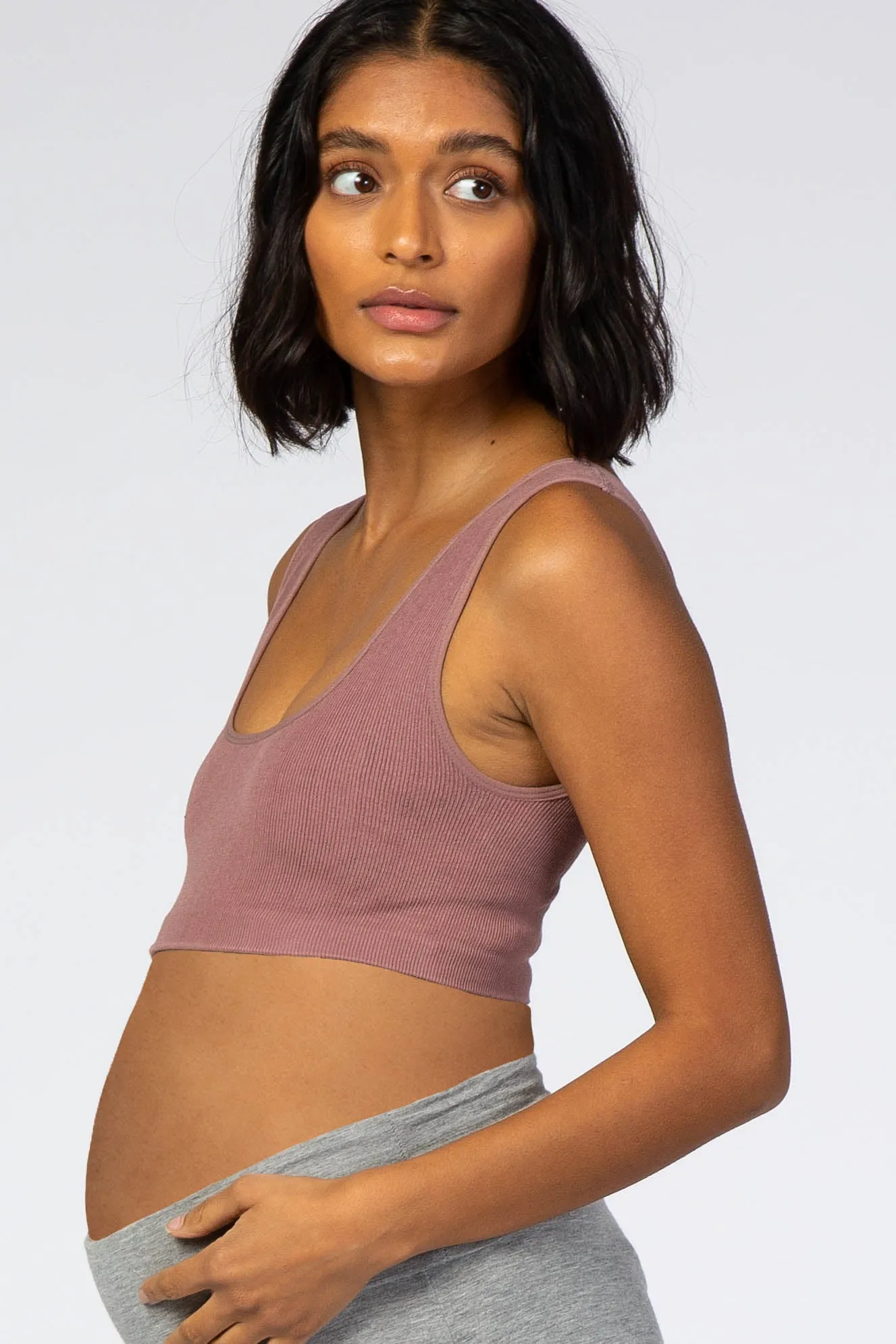 Mauve Ribbed Squared Neck Maternity Bralette sold by Pinkblush product image thumbnail 2