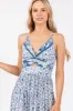 Blue Floral Front Twist Tiered Midi Dress sold by Pinkblush