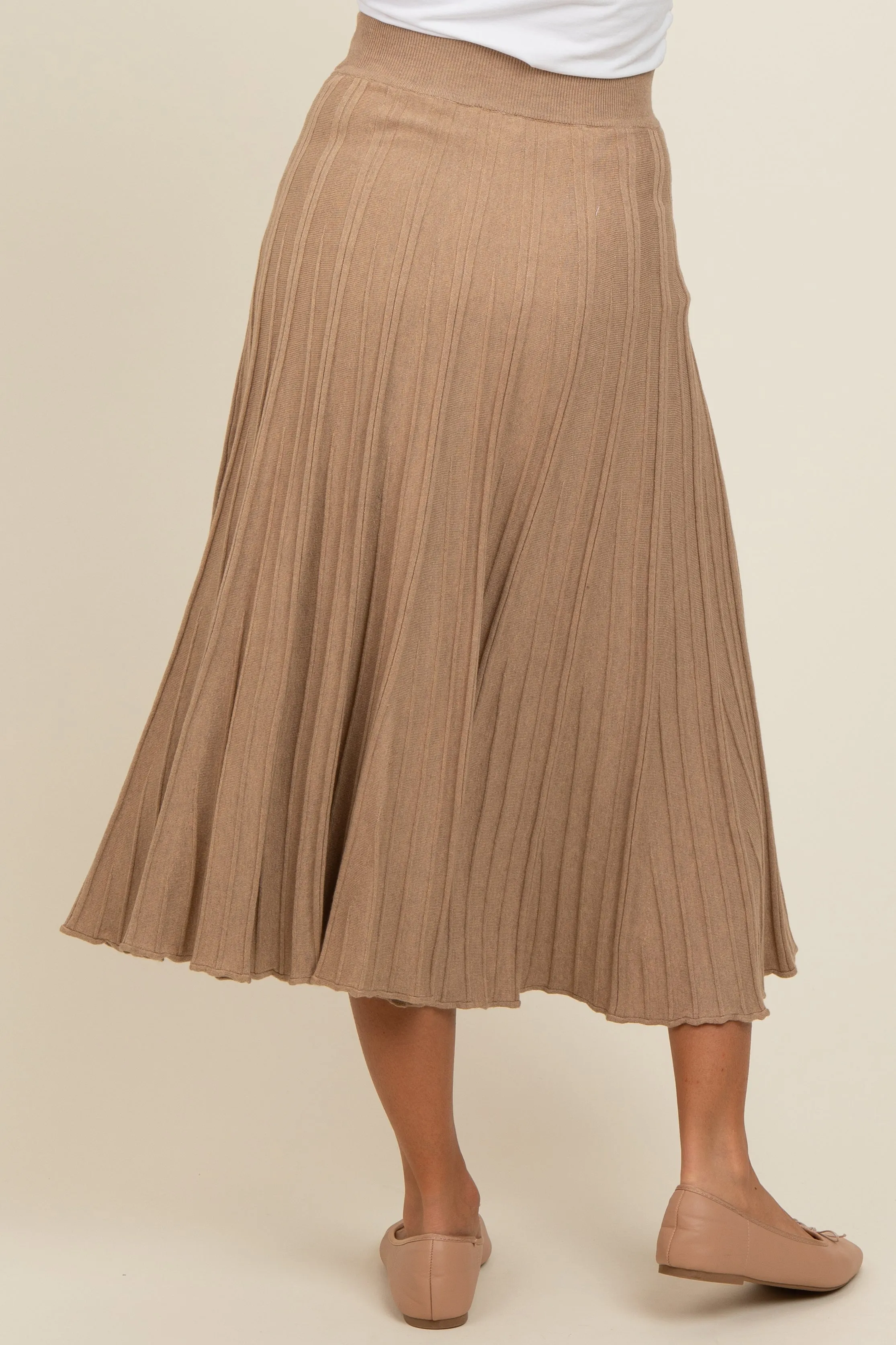 Mocha Ribbed Knit A-Line Midi Skirt sold by Pinkblush product image thumbnail 5