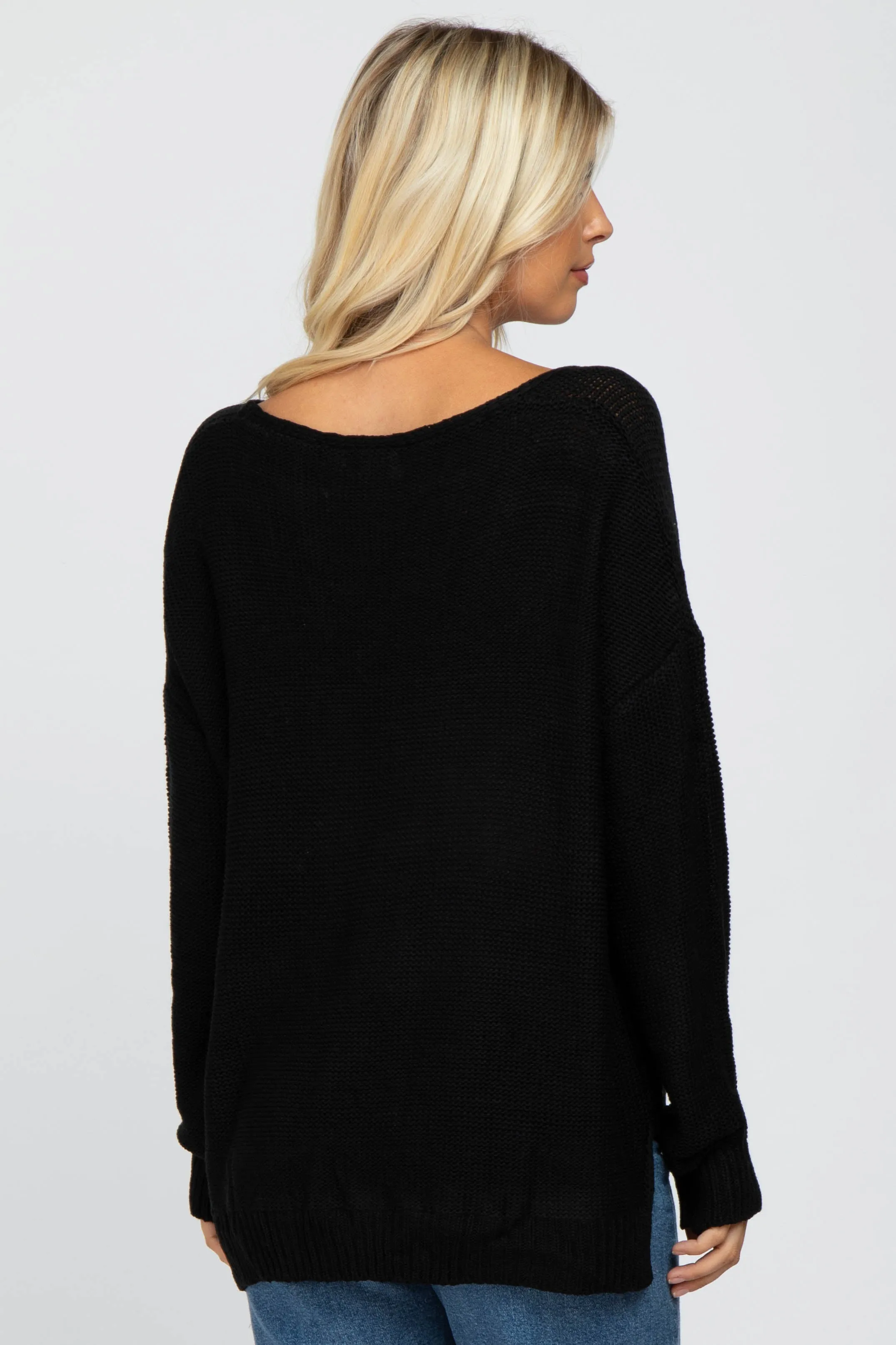 Black Side Slit Knit Sweater sold by Pinkblush product image thumbnail 3