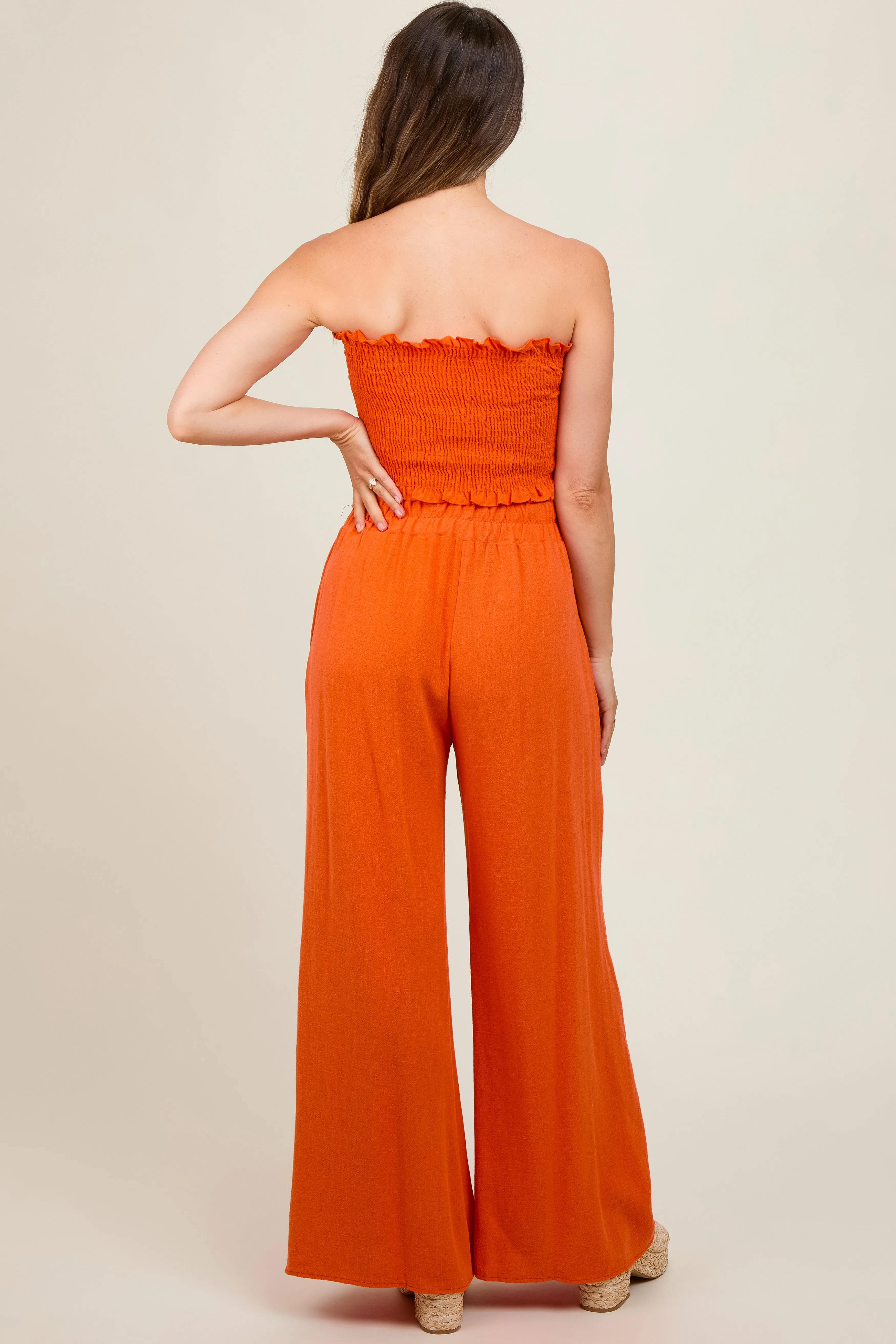 Orange Front Tie Crop Top and Pant Maternity Set sold by Pinkblush product image thumbnail 2