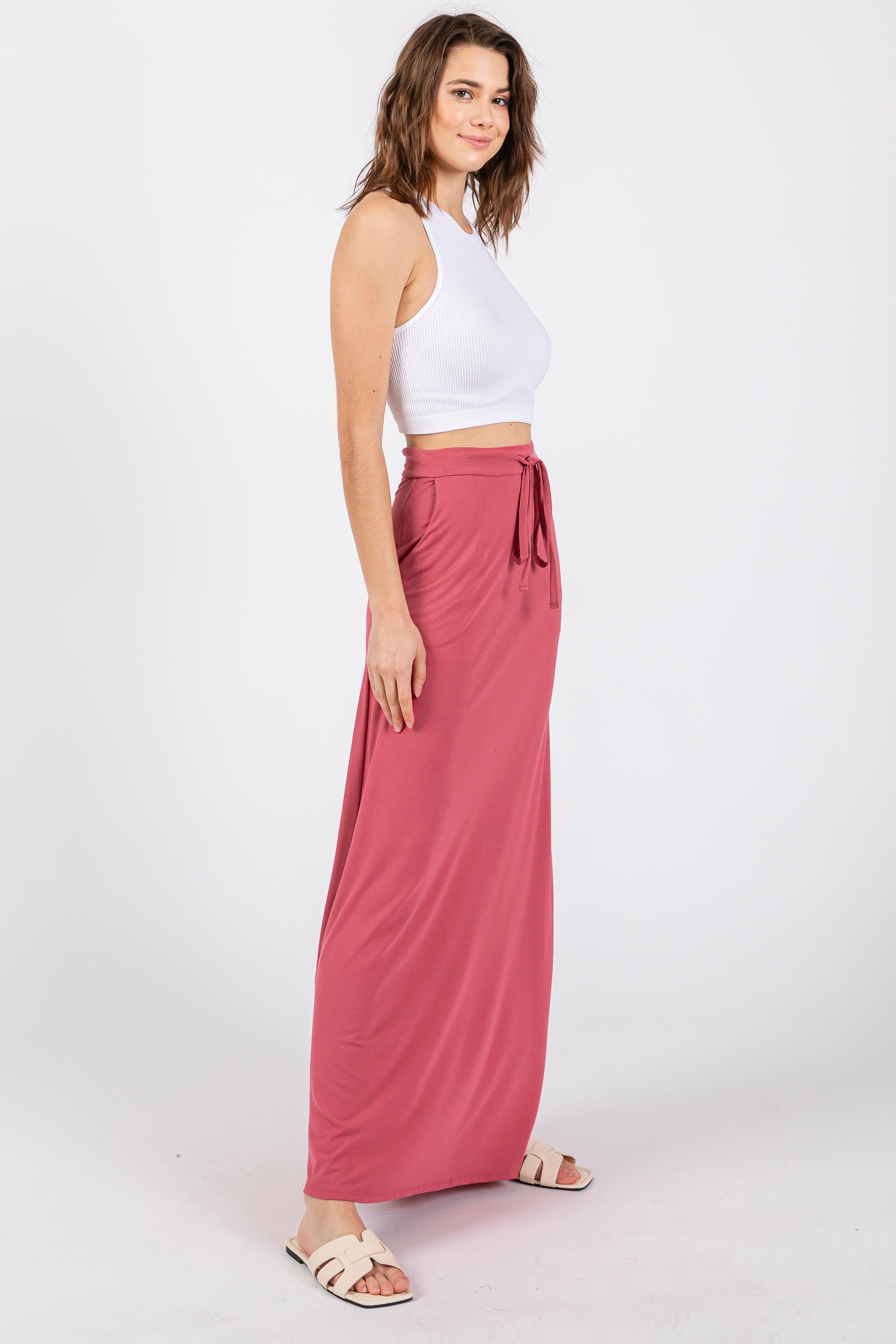 Salmon Drawstring Maxi Skirt sold by Pinkblush product image thumbnail 2