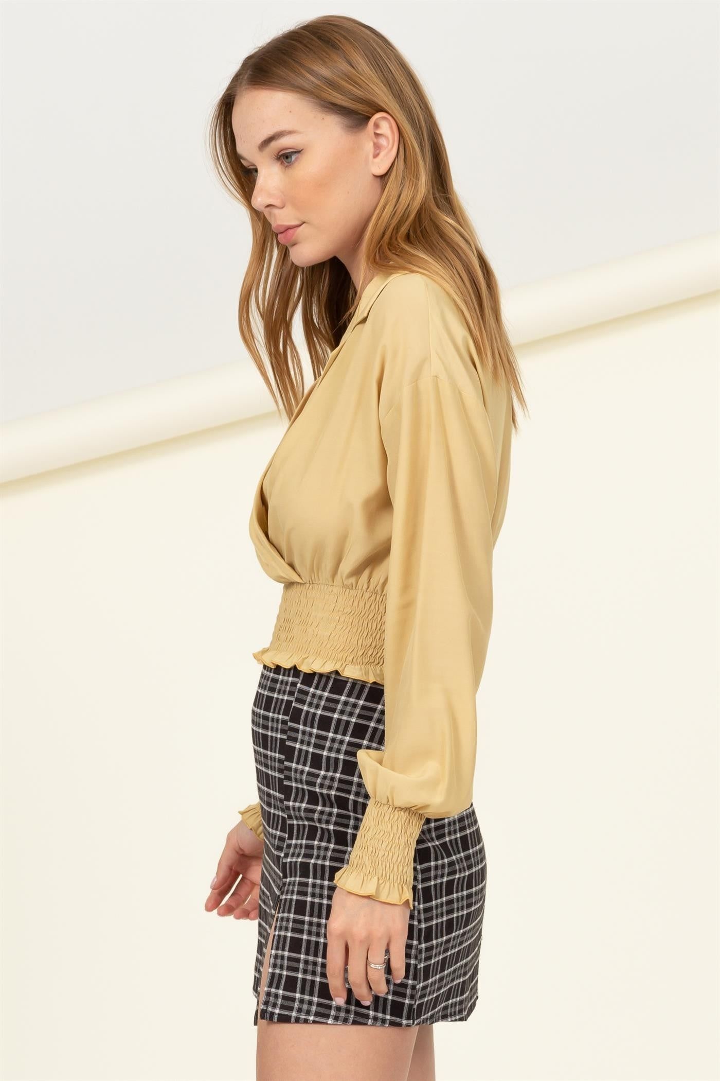 Yellow Surplice Crop Top sold by Pinkblush product image thumbnail 3