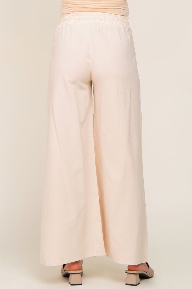 Cream Drawstring Wide Leg Maternity Pants sold by Pinkblush product image thumbnail 4