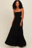 Black Smocked Cutout Maternity Maxi Dress sold by Pinkblush