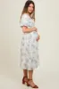 Black Floral Smocked Waist Maternity Midi Dress sold by Pinkblush