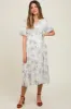 Black Floral Smocked Waist Maternity Midi Dress sold by Pinkblush