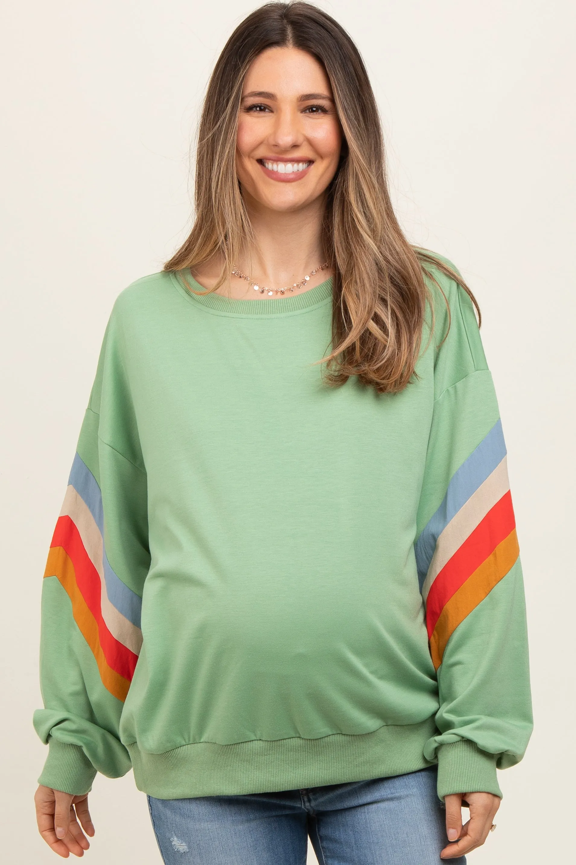 Sage Banded Bottom Terry Maternity Pullover sold by Pinkblush product image thumbnail 2