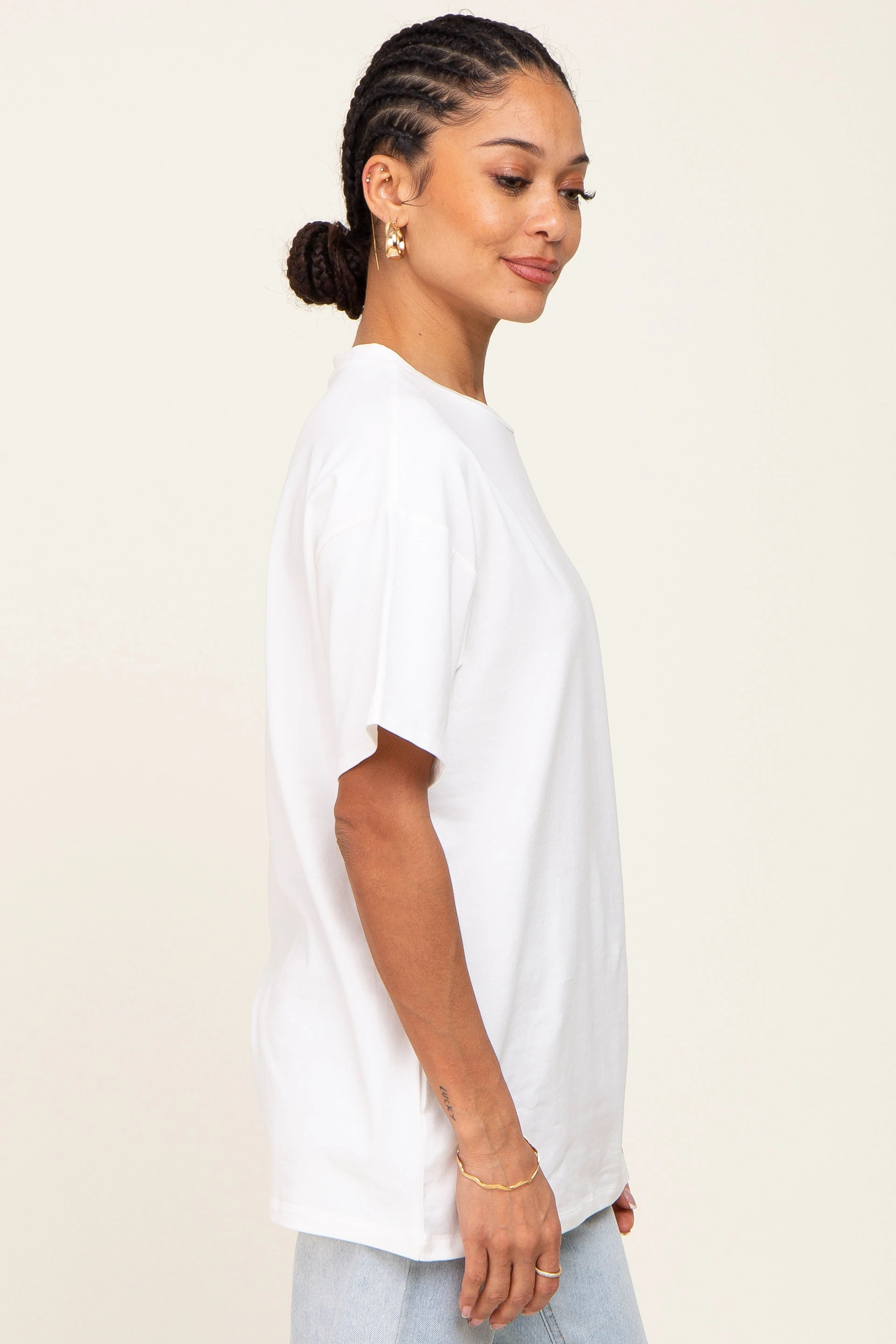 Ivory Oversized Basic Tee sold by Pinkblush product image thumbnail 2