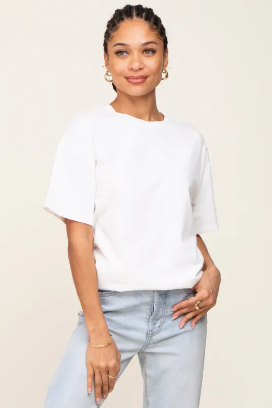 Ivory Oversized Basic Tee sold by Pinkblush