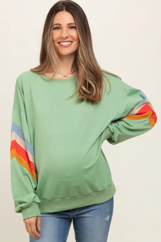 Sage Banded Bottom Terry Maternity Pullover sold by Pinkblush