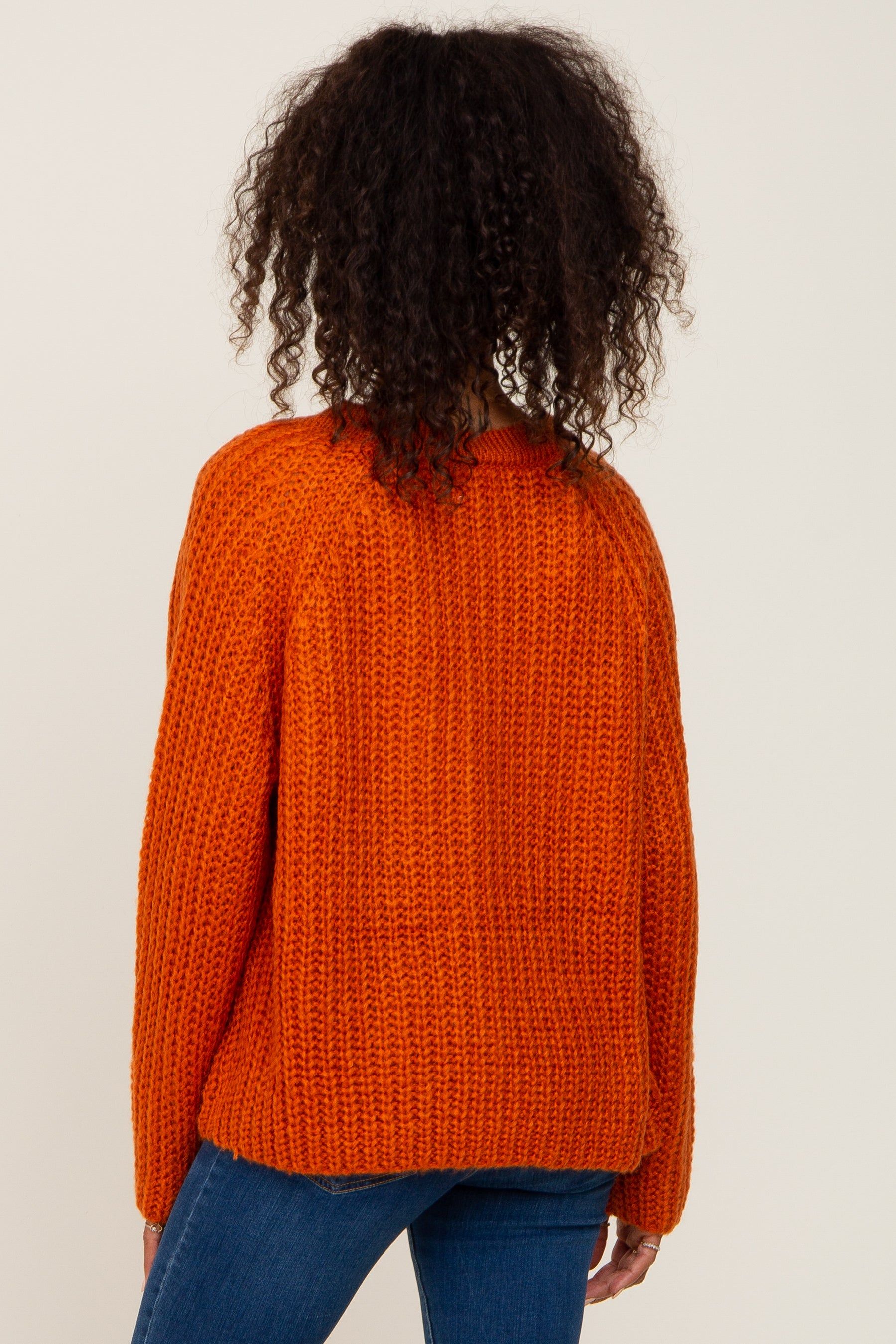 Rust Open Knit Button Front Sweater sold by Pinkblush product image thumbnail 3