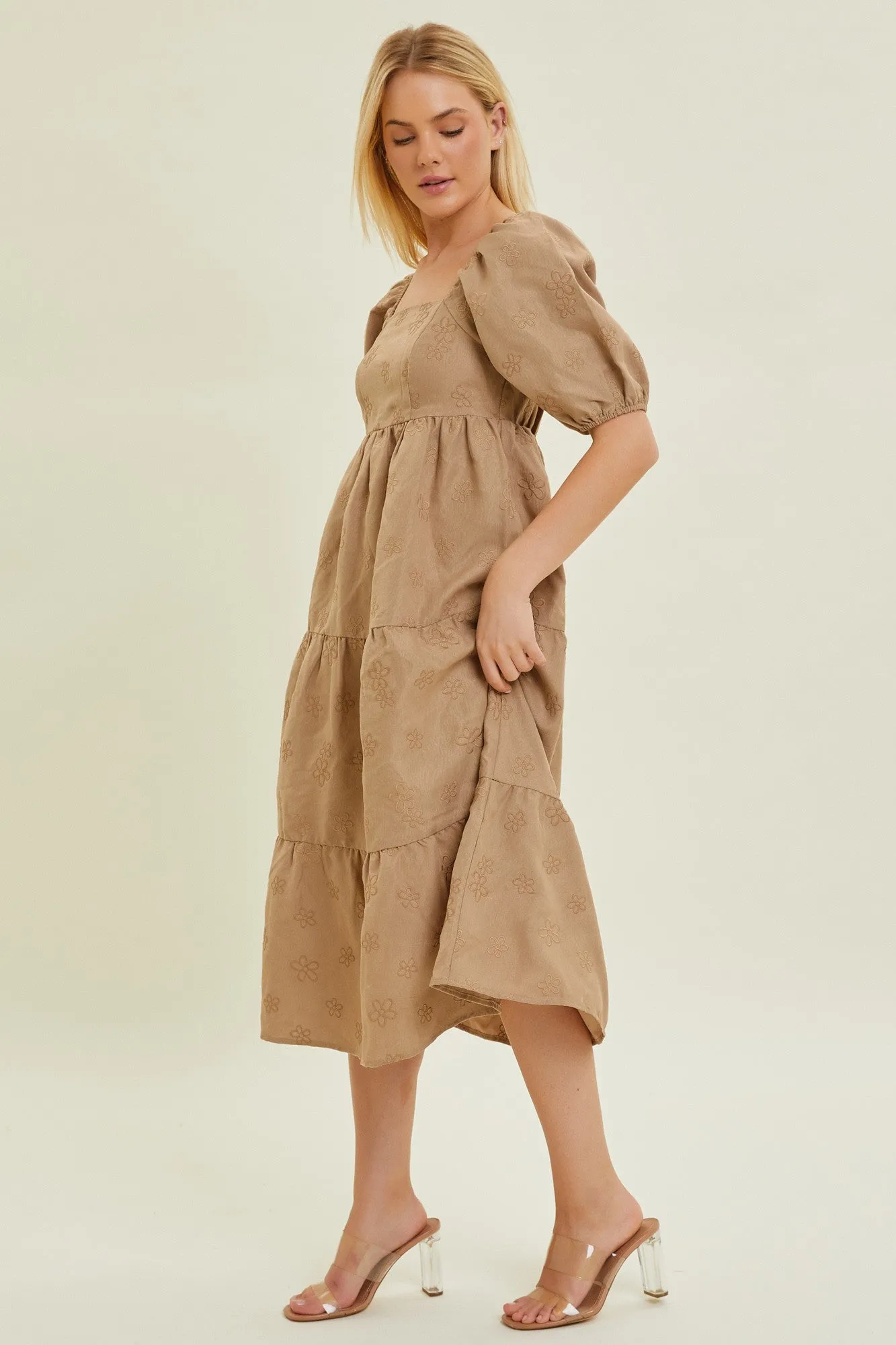 Mocha Floral Embroidered Midi Dress sold by Pinkblush product image thumbnail 2