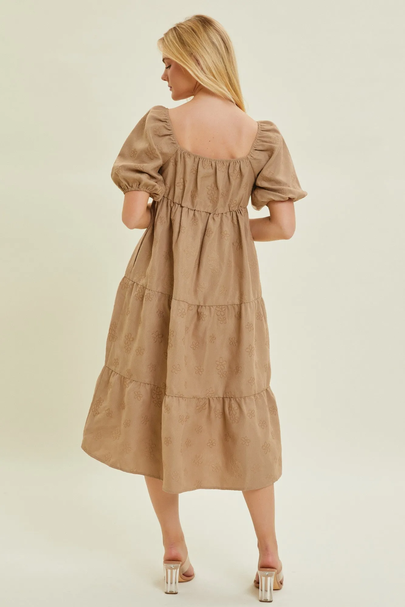 Mocha Floral Embroidered Midi Dress sold by Pinkblush product image thumbnail 3