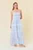 Off White Embroidered Trim Smocked Tube Maxi Dress sold by Pinkblush