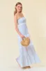 Off White Embroidered Trim Smocked Tube Maxi Dress sold by Pinkblush