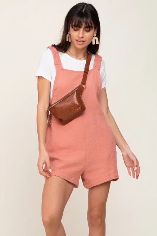 Peach Square Neck Elastic Strap Romper sold by Pinkblush