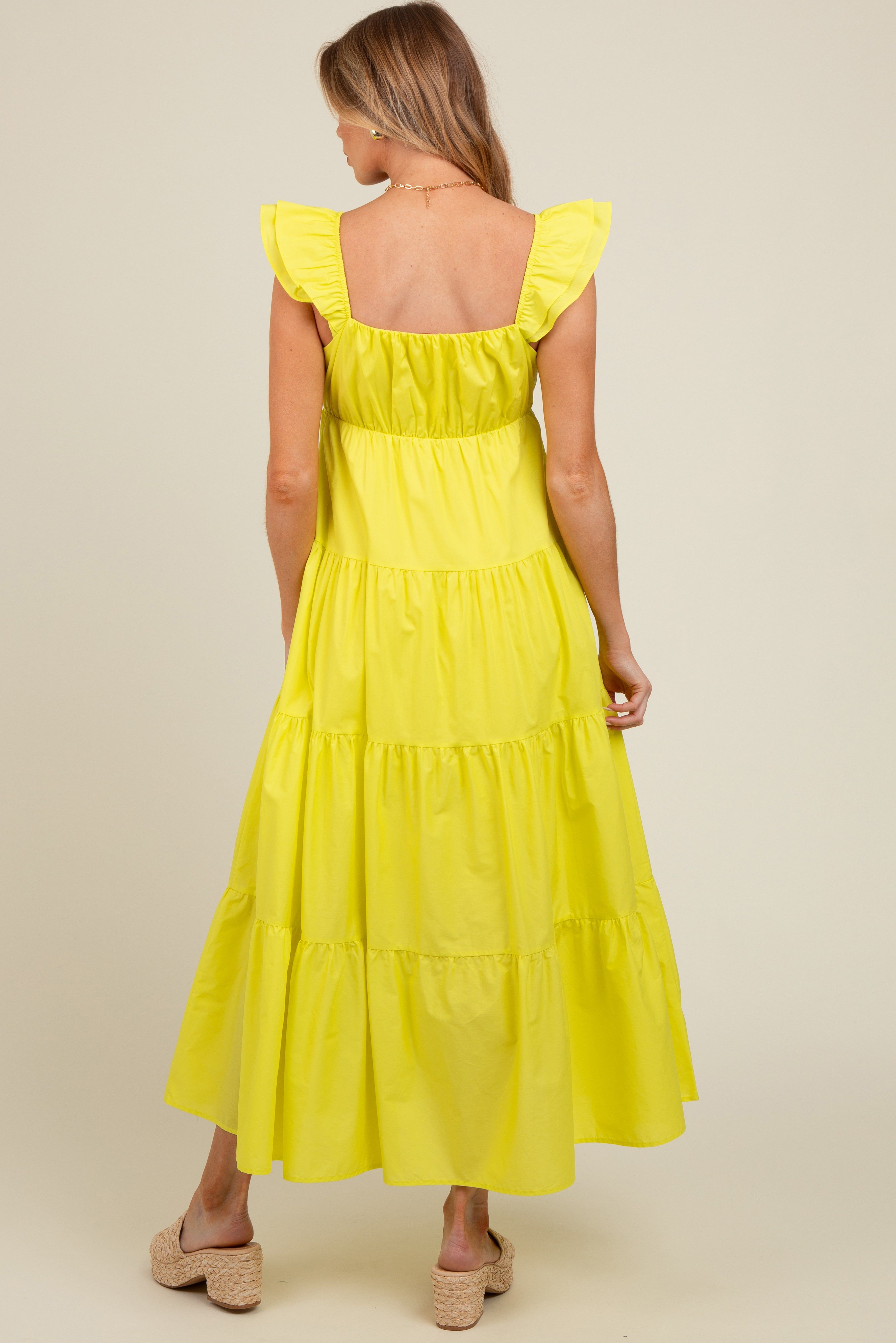 Lime Sleeveless Tiered Maternity Maxi Dress sold by Pinkblush product image thumbnail 4